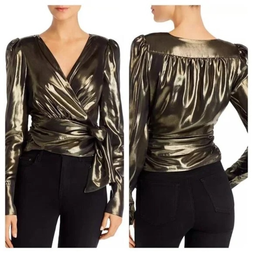 WAYF Metallic Wrap Top